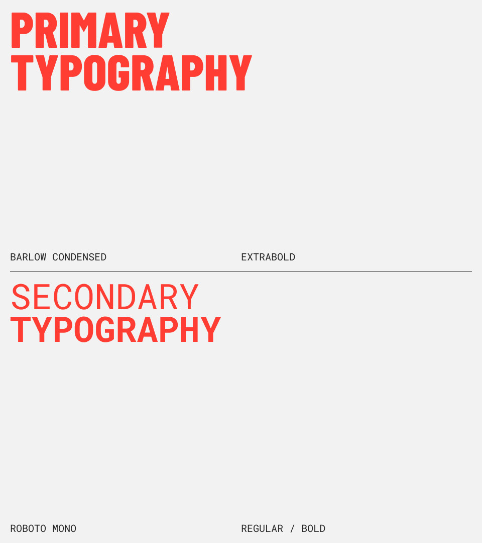 Tipografias Barlow Condensed e Roboto Mono