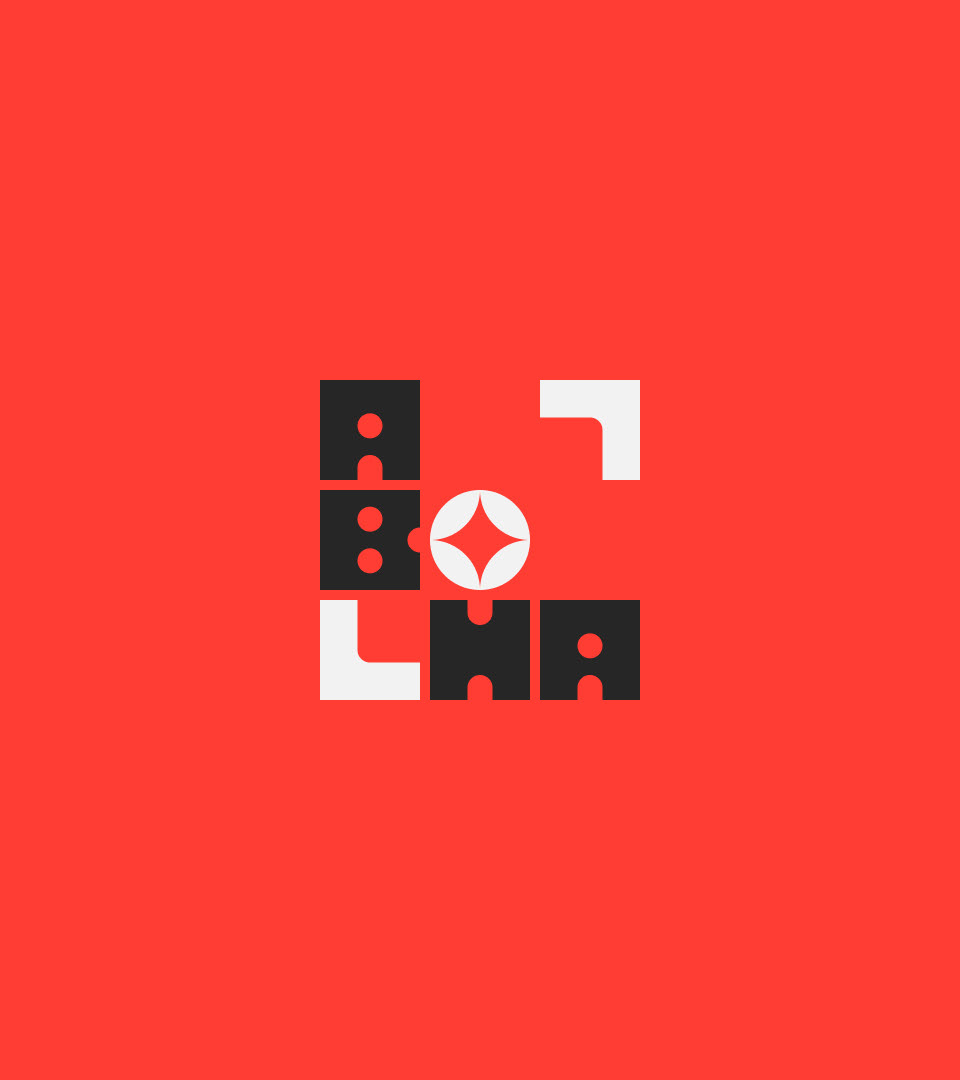 Logotipo A Bolha sobre fundo vermelho