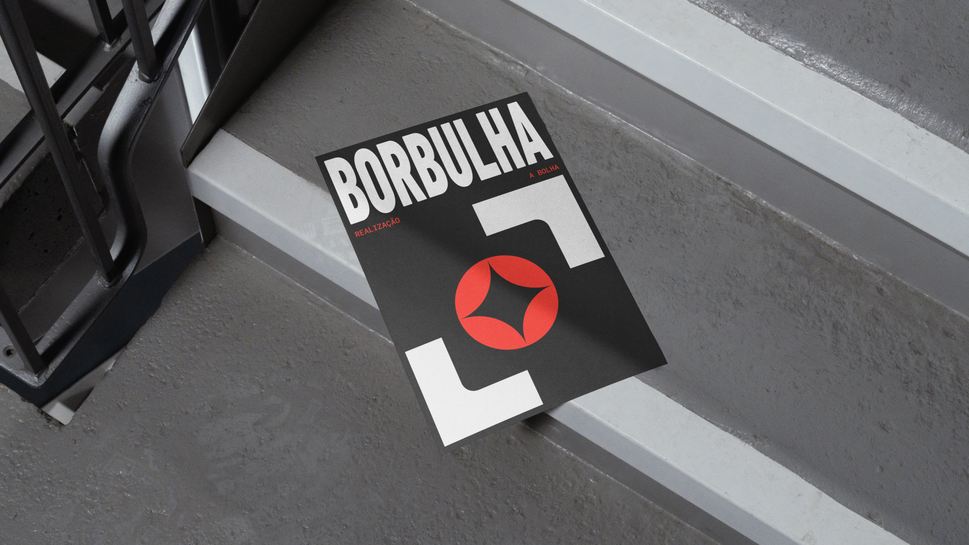 Flyer da Borbulha sobre uma escada