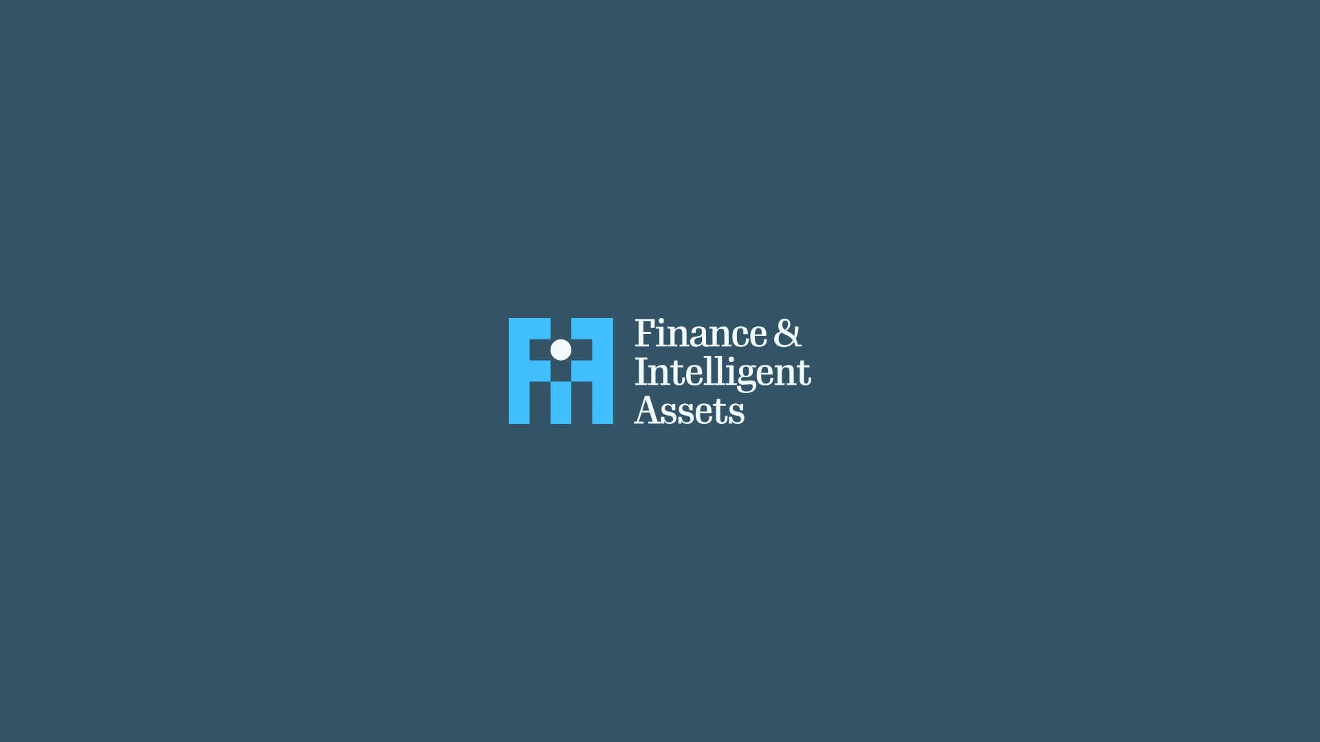 Logotipo FIA em azul-claro sobre azul-escuro