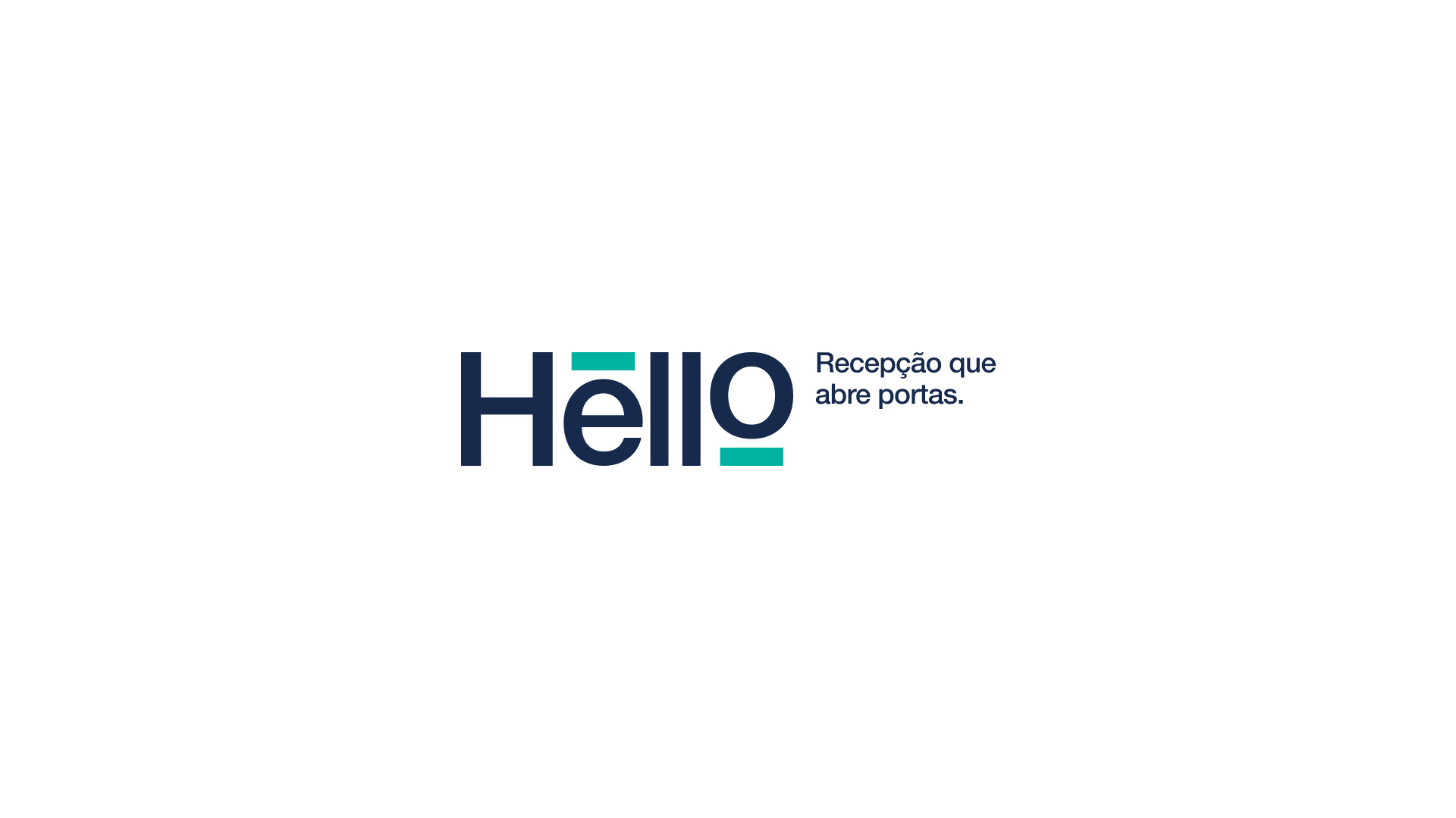 Logotipo Hello com a assinatura “Recepção que abre portas.”