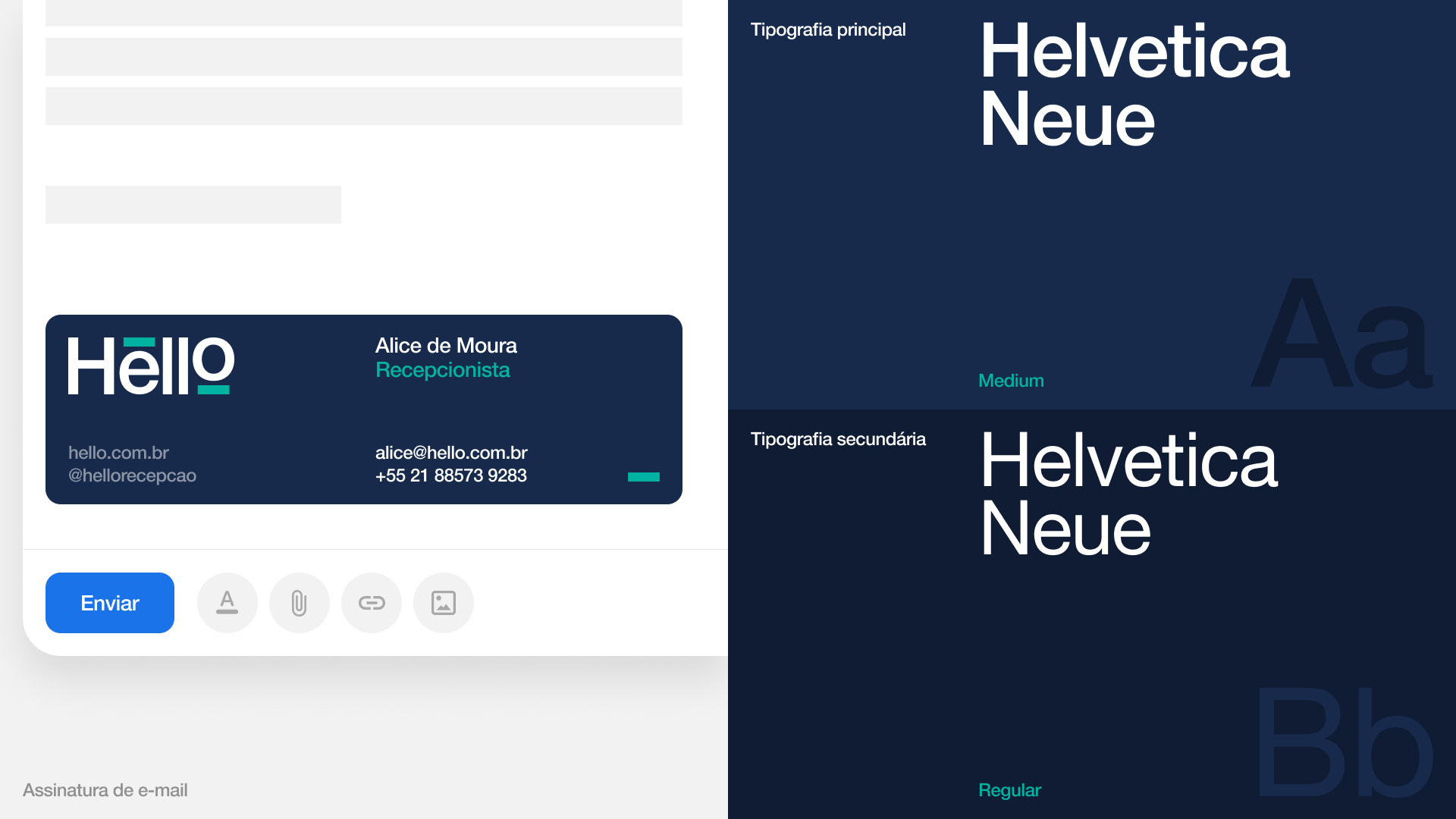 Assinatura de e-mail e tipografia Helvetica Neue